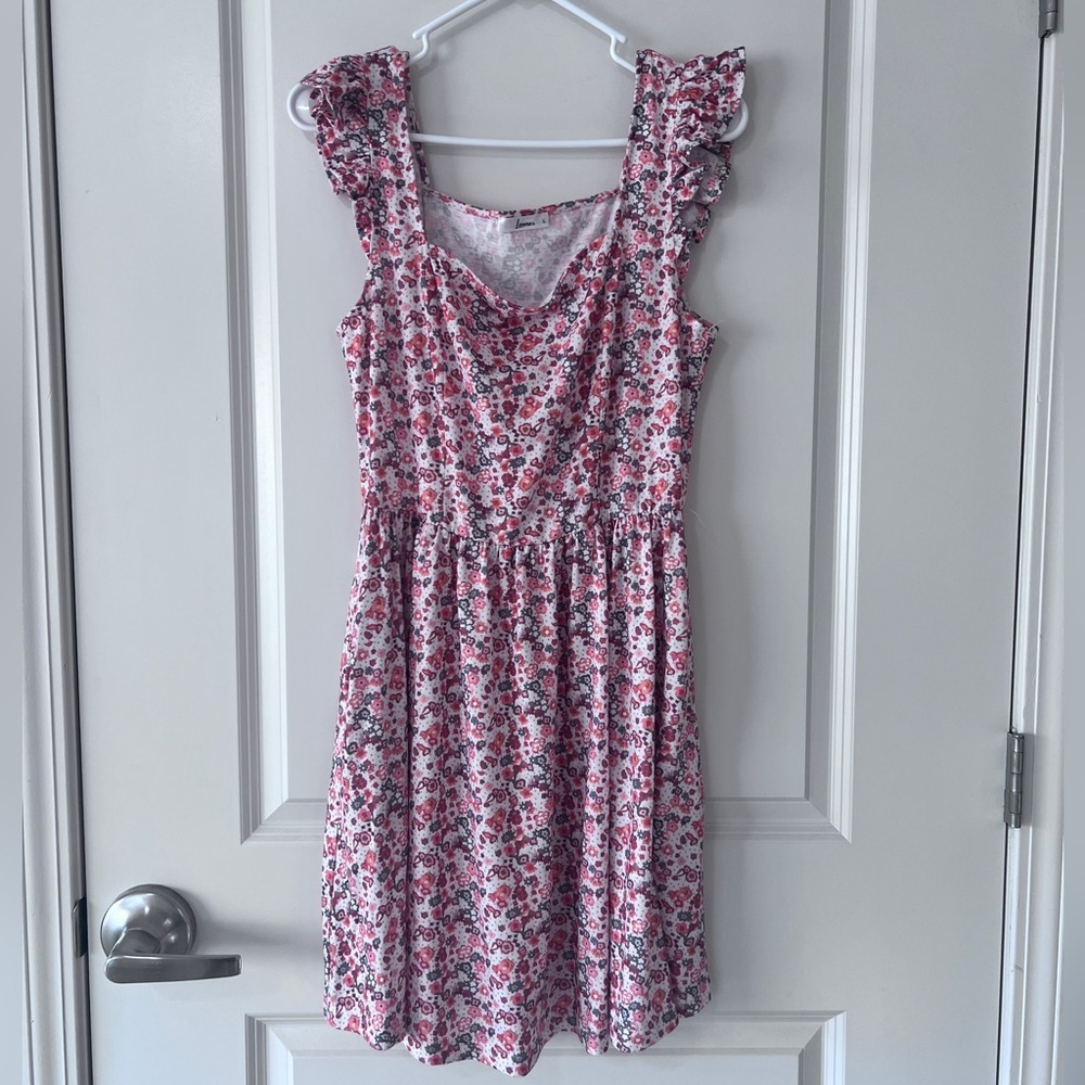 Loemes Pink and Orange Sleeveless Women’s Sundress with Sweetheart Neckline